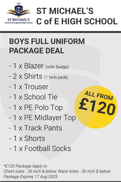 St Michael's C of E High School Boys full Uniform Package Deal