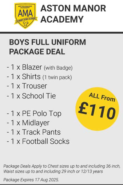 Aston Manor Academy Boys Full Uniform Package Deal