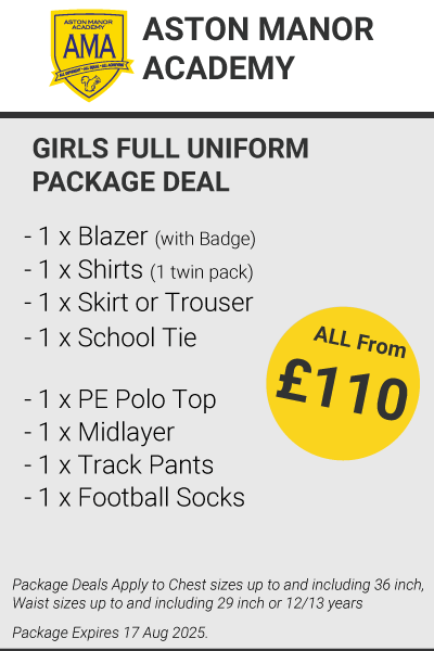 Aston Manor Academy Girls Full Uniform Package Deal