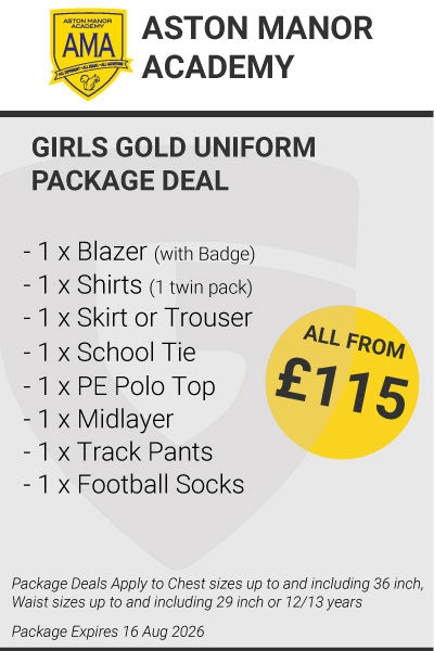 Aston Manor Academy Girls Gold Uniform Package Deal