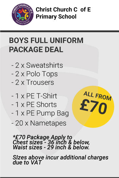 Christ Church C of E Primary School Boys Full Uniform Package Deal