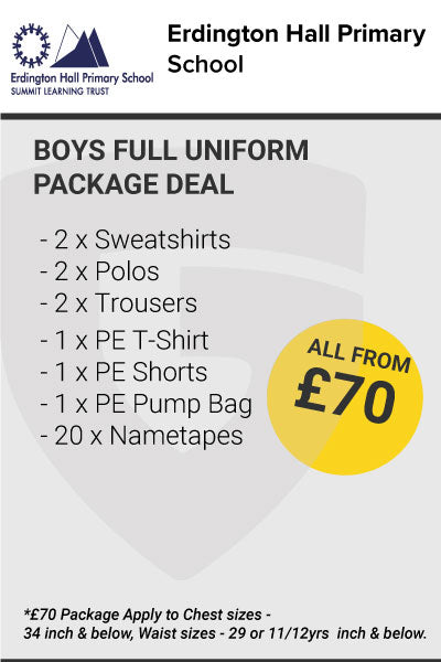 Erdington Hall Primary School Boys Uniform Package Deal