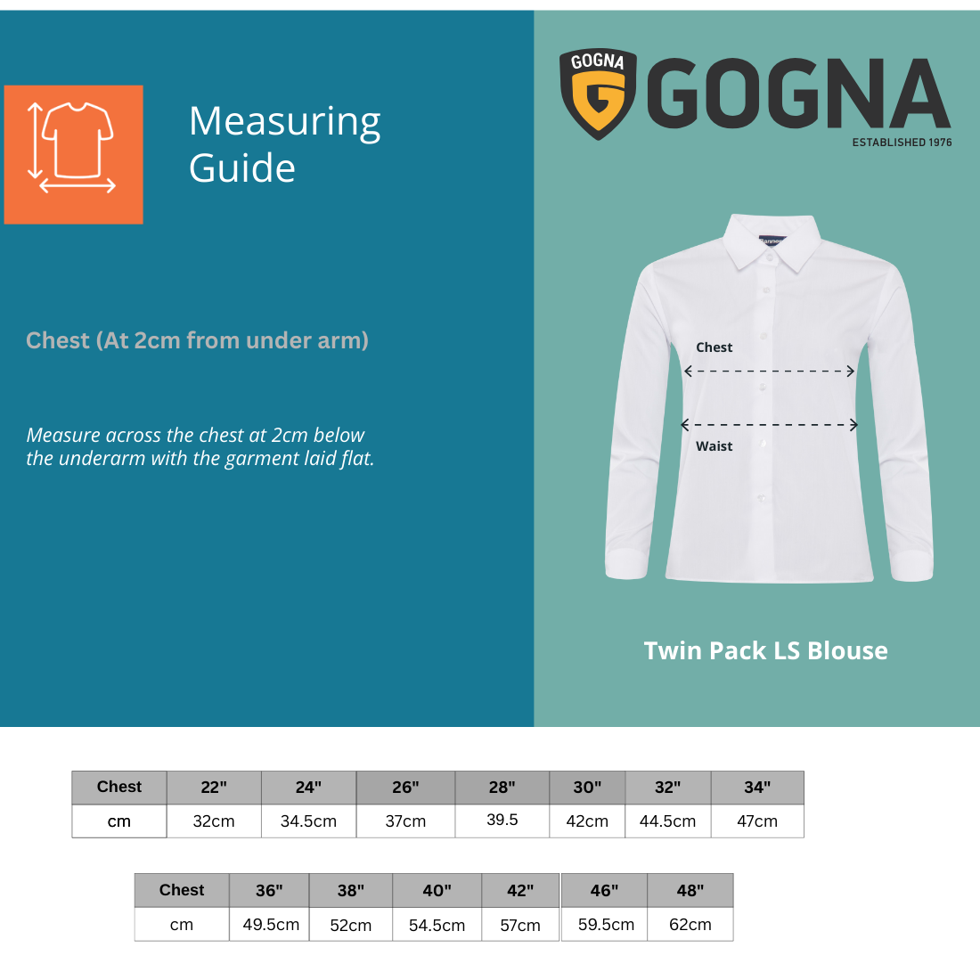 Girls’ Blue Long Sleeve School Shirt