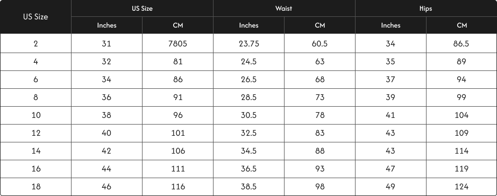 Modal Size Guide