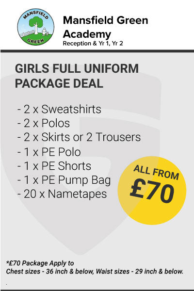 Mansfield Green Primary Girls Uniform Package ( Reception Yr1 & Yr2)