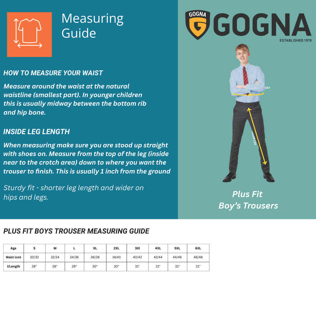 Senior Plus Size Boys School Trousers - Grey