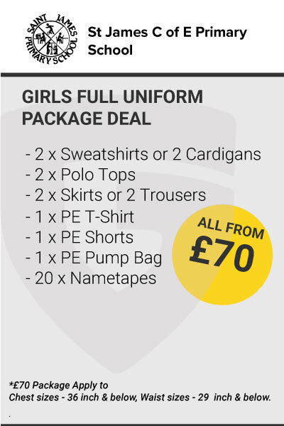 St James C of E Primary School Girls Uniform Package Deal
