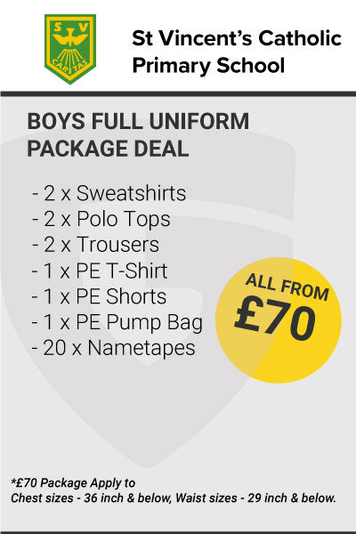 St Vincent Catholic Primary School Boys Uniform Package Deal