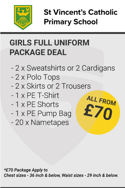 St Vincent Catholic Primary School Girls Uniform Package Deal