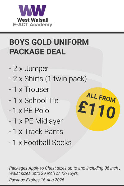 West Walsall Boys Gold Uniform Package