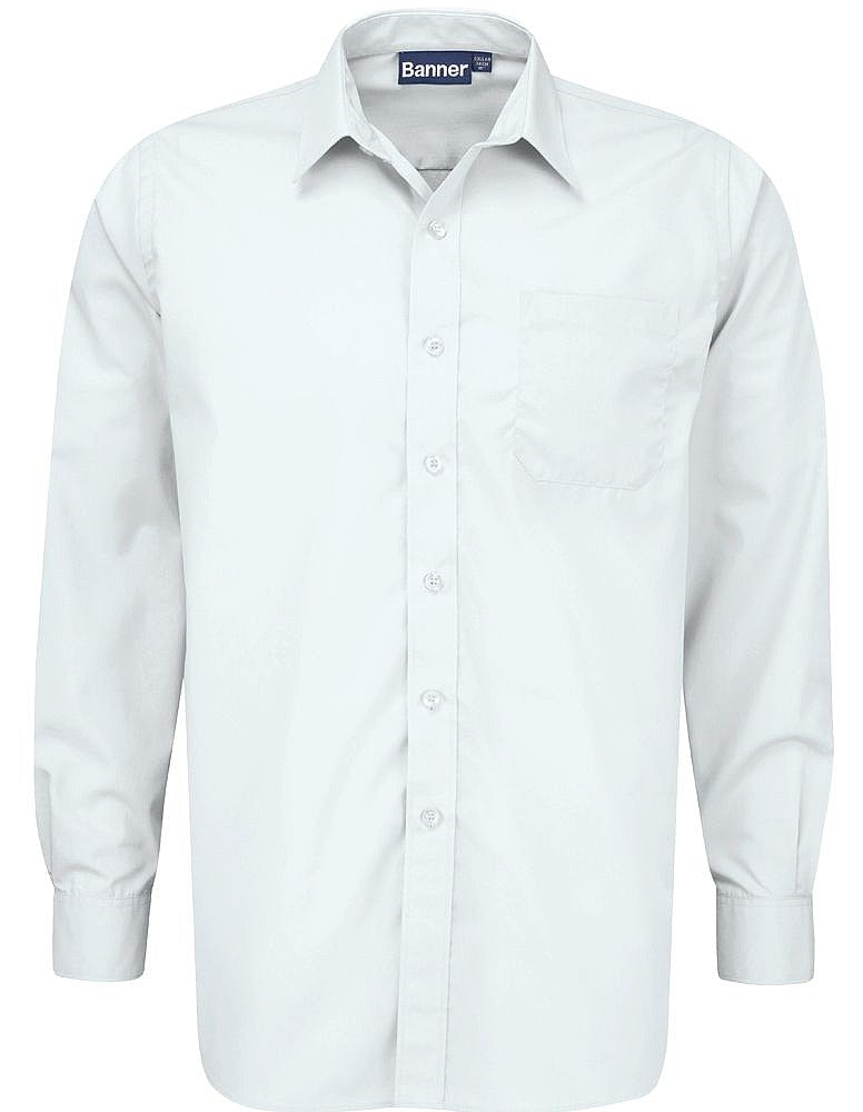 Product image for Boys’ White Long Sleeve School Shirt