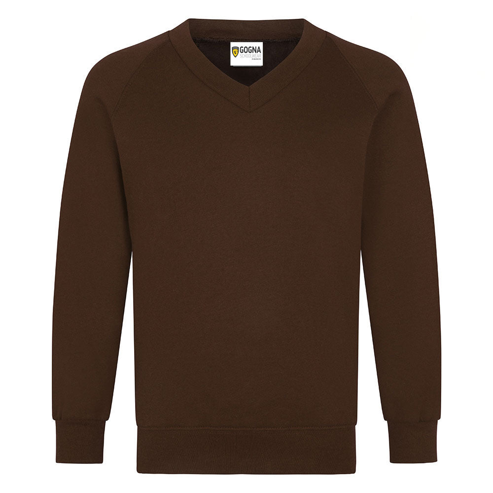 Product image for Brown V-Neck School Sweatshirt