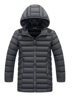 Product image for Junior Longline Padded School Coat - Charcoal