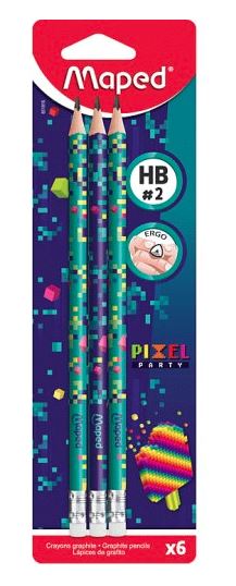 Product image for Pixel Party Graphite HB Pencils x 6