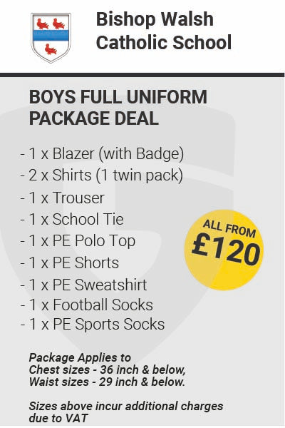 Bishop Walsh Catholic School Boys Full Uniform Package Deal