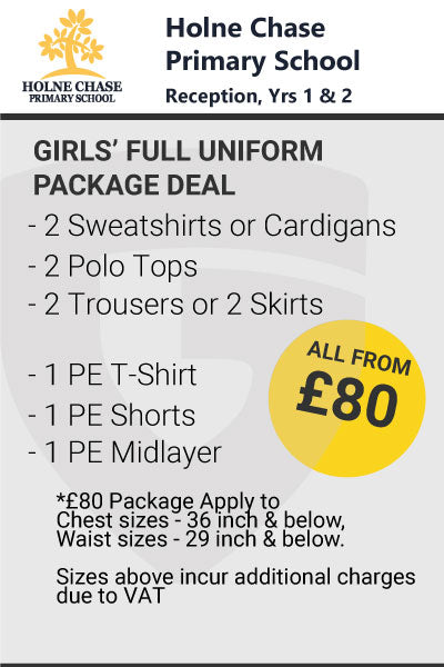 Holne Chase Girl's Full Uniform Package Reception, Y1-Y2