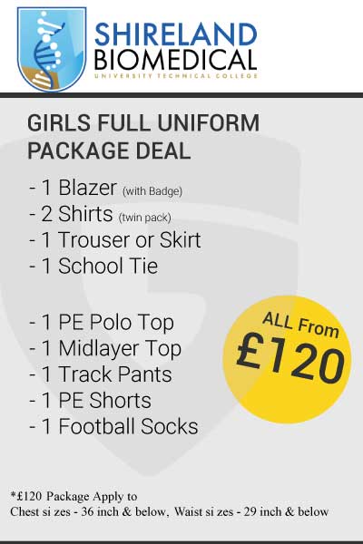 Shireland Biomedical Girls Full Uniform Package Deal