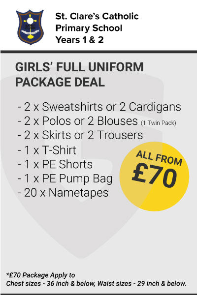 St Clare's Girl's Full Uniform Y1-Y2