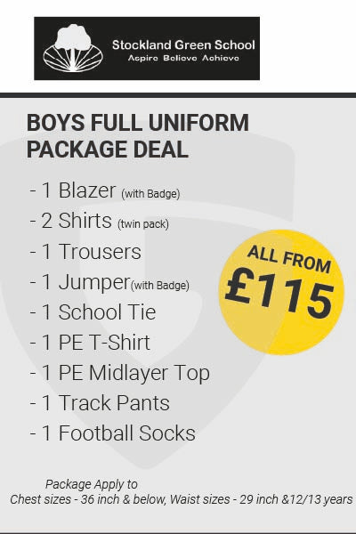 Stockland Green School Boys Full Uniform Package Deal