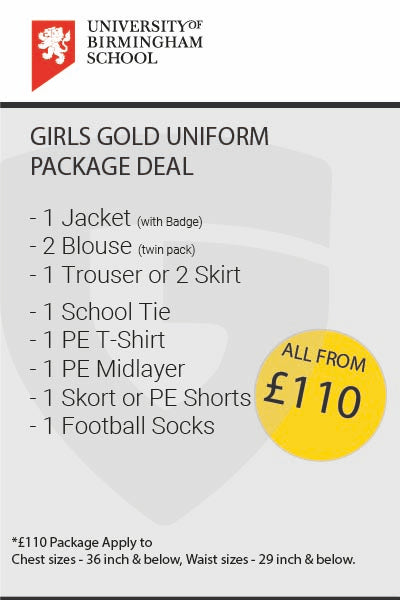 University of Birmingham Girls Gold Uniform Package