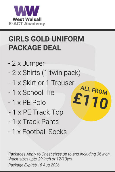West Walsall Girls Gold Uniform Package