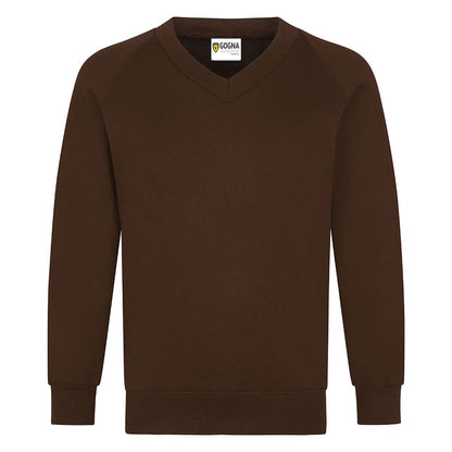Product image for Brown V-Neck School Sweatshirt