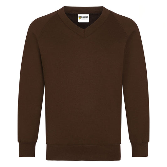 Product image for Brown V-Neck School Sweatshirt