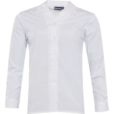 Product image for Girls’ White Long Sleeve Revere Collar School Blouse 