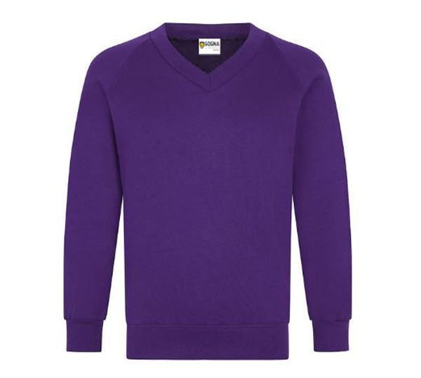 Product image for Purple V-Neck School Sweatshirt 